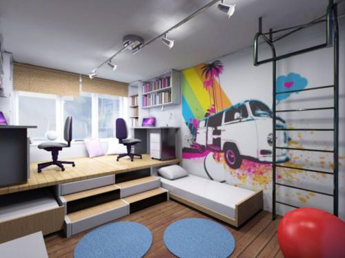Комната для подростка. Смотрите видео: Дизайн комнаты для подростка в современном стиле