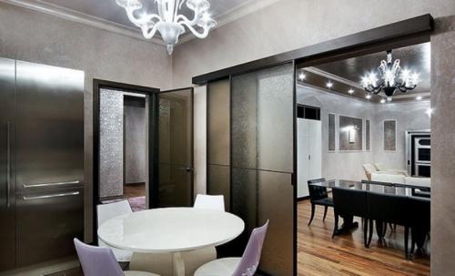 Зонирование кухни и гостиной перегородкой из гипсокартона. Перегородка из гипсокартона между кухней и гостиной