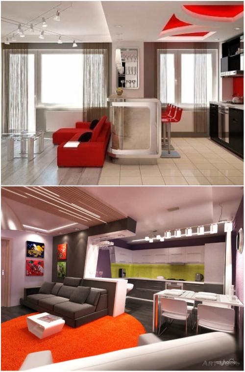 Разделение кухни от гостиной барной стойкой. Как можно разделить кухню и гостиную барной стойкой 04