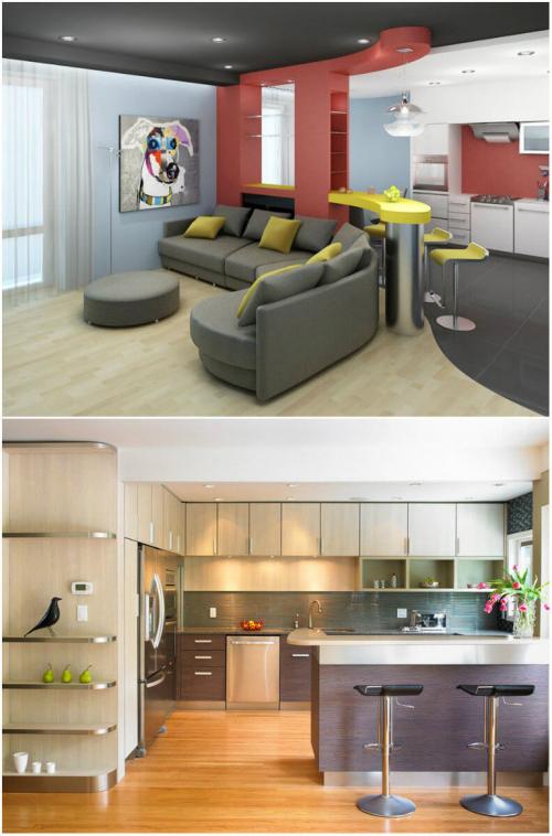 Разделение кухни от гостиной барной стойкой. Как можно разделить кухню и гостиную барной стойкой 06