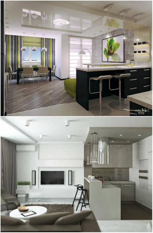 Разделение кухни от гостиной барной стойкой. Как можно разделить кухню и гостиную барной стойкой 05