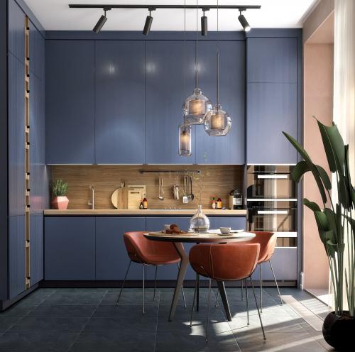 Интерьер однокомнатной квартиры 2021. Кухня