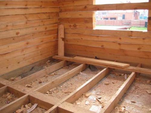 Черновой пол в кирпичном доме.