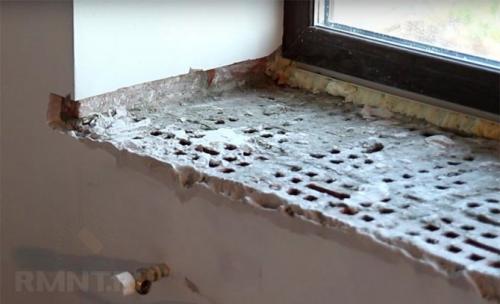 Установка подоконника без опоры. Подготовка места монтажа