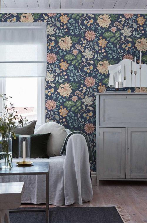 Обои с цветами на стену. Обои с мелкими и крупными цветами в интерьере 21