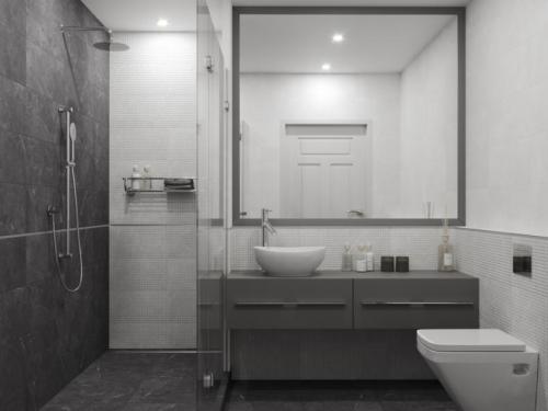 Серая плитка в интерьерах. Серая плитка для ванной комнаты с яркими акцентами в 2022 году. Фото лучших сочетаний серого цвета в отделке ванной и туалета