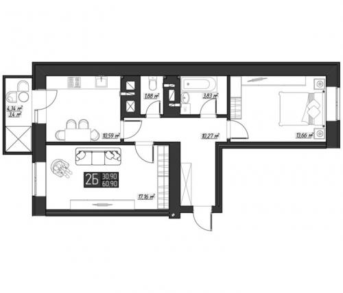 Какие основные принципы дизайна следует учитывать при проектировании двухкомнатной квартиры 44 кв.м. Планировка двушки: схемы и фото создания практичного, удобного и функционального дизайна в двухкомнатной квартире
