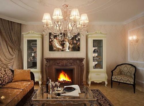 Маленькая гостиная с камином и телевизором. Особенности маленькой гостиной с камином