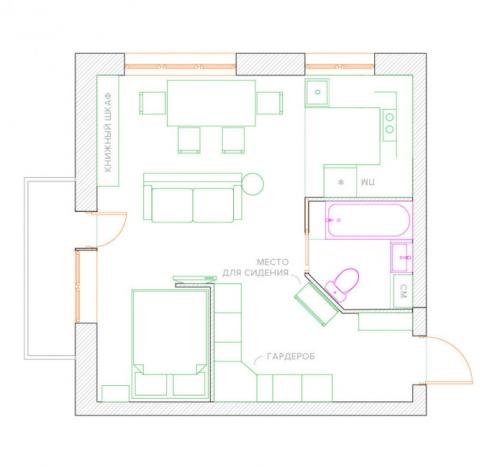 Перепланировка хрущевки с 2 смежными.. Перепланировка 2-комнатной квартиры в хрущевке 26