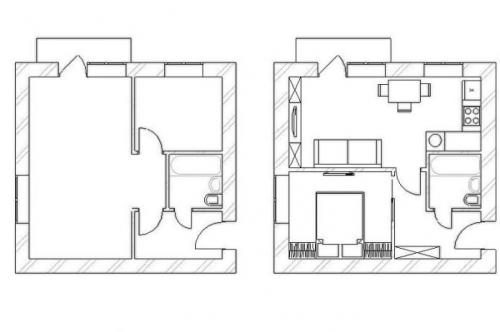 Перепланировка хрущевки с 2 смежными.. Перепланировка 2-комнатной квартиры в хрущевке 18