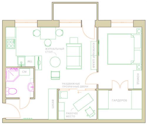 Варианты перепланировки двухкомнатной хрущевки. Три варианта перепланировки двухкомнатной хрущевки