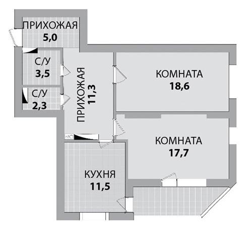 Схема 2 комнатной квартиры