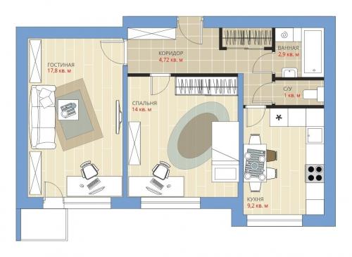 Планировка 2-х комнатной квартиры в 5 этажном доме. Планировка двухкомнатной квартиры: 13 оптимальных вариантов