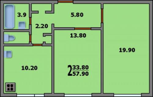 Планировки 2-х комнатных квартир. Виды планировок двухкомнатных квартир 02