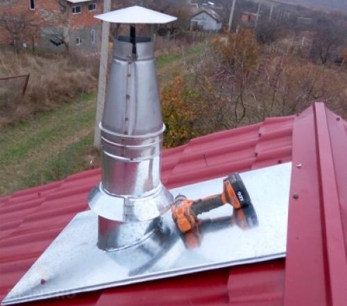 Монтаж трубы дымохода через профлист. Примыкание профнастила к трубе прямоугольного сечения 17 Монтаж трубы дымохода через профлист. Примыкание профнастила к трубе прямоугольного сечения 17