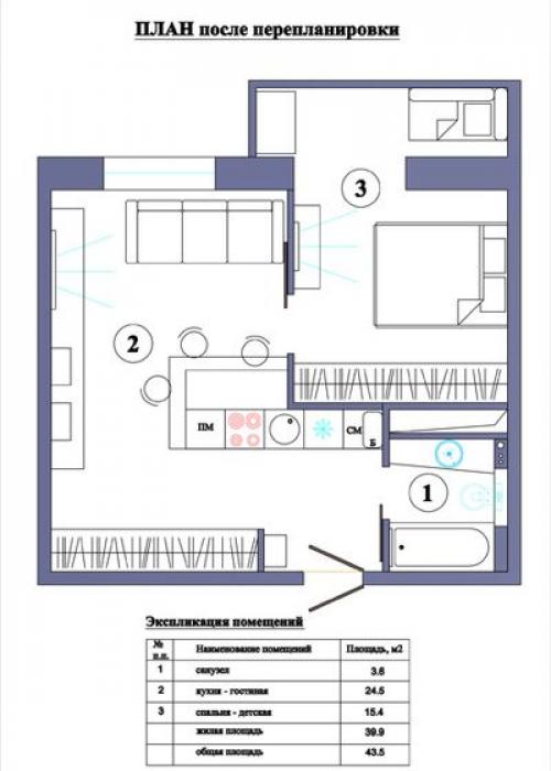Из однокомнатной трехкомнатную. Почти, что трешка из однокомнатной квартиры в закладки 5
